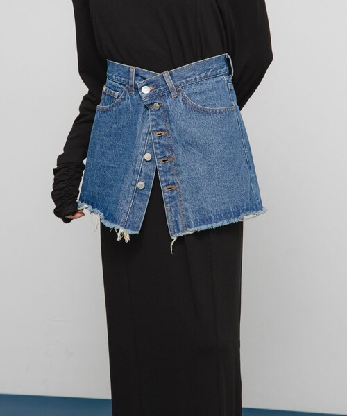 KBF（ケイビーエフ）の「デニムミニスカート（デニムスカート・レディース・L.BLUE/BLUE・one）」の7枚目の写真