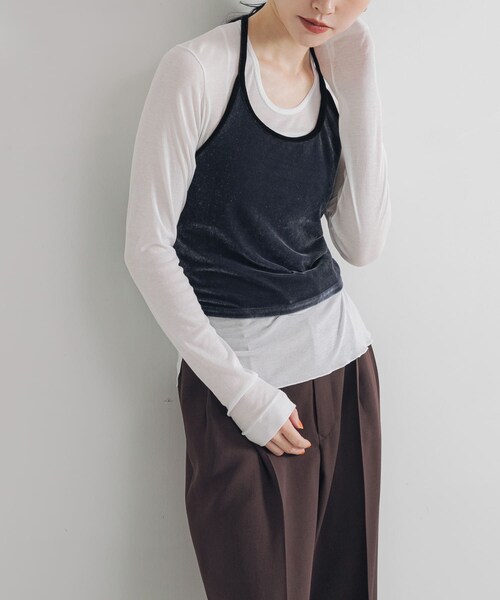 URBAN RESEARCH（アーバンリサーチ）の「強撚シアーカットソー（Tシャツ/カットソー・レディース・WHITE/BLACK/CHERRY RED/BROWN・FREE）」の8枚目の写真
