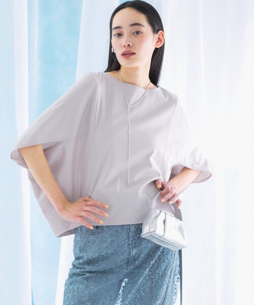 URBAN RESEARCH ROSSO（アーバンリサーチロッソ）の「『一部WEB限定カラー』汗染防止5分袖ドルマンプルオーバー（Tシャツ/カットソー・レディース・D/NAVY/OFF WHITE/L/GREIGE/BLUE/BROWN/BORDEAUX・FREE）」の17枚目の写真