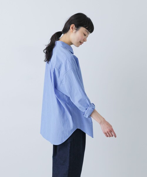 かぐれ（カグレ）の「ハイツイストコットンレギュラーシャツ（シャツ/ブラウス・レディース・BLUE/NAVY・Free）」の9枚目の写真