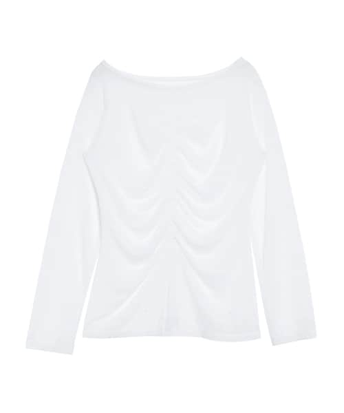 ELENDEEK(エレンディーク)の「GATHER SHEER CS(Tシャツ/カットソー・レディース・オフホワイト/ブラック/イエロー/ブラウン・F)」の1枚目の写真