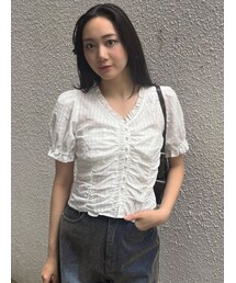 MURUA（ムルーア）の「ウエストギャザースクエアブラウス（シャツ/ブラウス）」