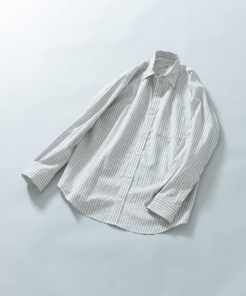 URBAN RESEARCH ROSSO（アーバンリサーチロッソ）の「『WEB限定』『XLサイズあり』リラックスコットンリネンレギュラーカラー長袖シャツ（シャツ/ブラウス・メンズ・BLU STRIPE/WHITE/NAVY/BEIGE/BLUE/BEG STRIPE・S/M/L/XL）」の6枚目の写真
