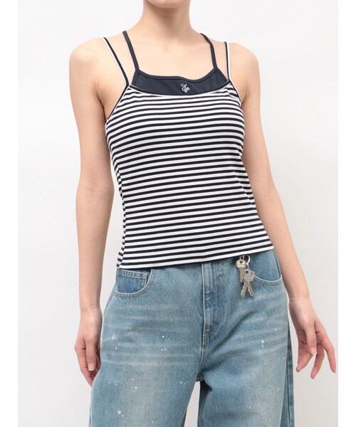 CALNAMUR（カルナムール）の「レイヤードワンポイントキャミ（キャミソール・レディース・ピンク/ブラウン/ミックス・F）」の12枚目の写真