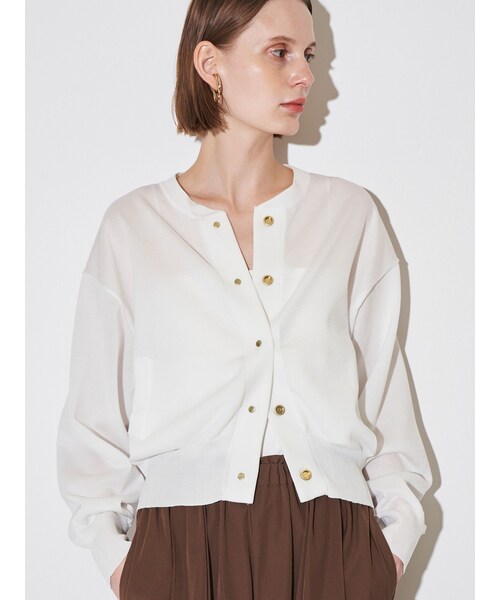 ELENDEEK（エレンディーク）の「KNIT BLOUSON（ブルゾン・レディース・オフホワイト/ブラック/レッド・F）」の3枚目の写真