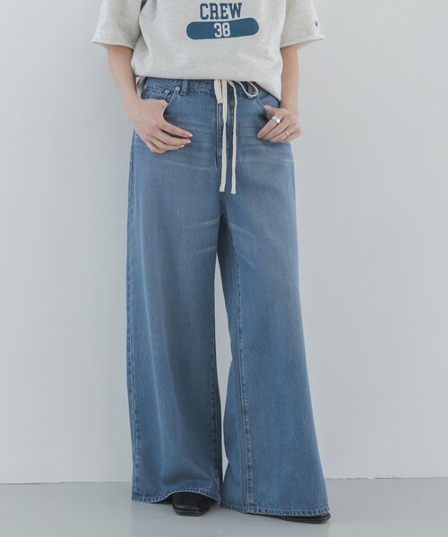 URBAN RESEARCH Sonny Label（アーバンリサーチサニーレーベル）の「リヨセルコットンドロストワイドデニム（デニムパンツ・レディース・インディゴ/ライトインディゴ・34/36/38）」の5枚目の写真