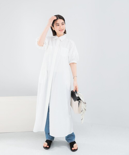 URBAN RESEARCH ROSSO（アーバンリサーチロッソ）の「『別注』ELENDEEK×ROSSO　RELAXY SHIRT ONE-PIECE（ワンピース・レディース・O.WHT/BLU/BLK・1）」の5枚目の写真