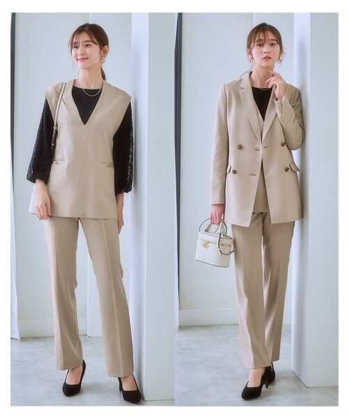 バーバリーズ レディース パンツスーツ ダブルブレスト ベージュ ホースシャドー 楽天市場】スーツ パンツ レディース ドビー素材3点セット