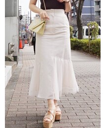 MERCURYDUO | プリーツドッキングアシメデニムスカート(スカート)