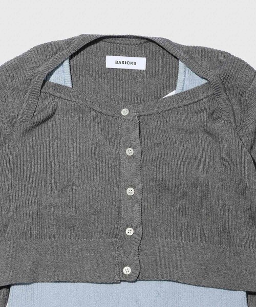 ADAM ET ROPE'(アダムエロペ)の「【BASICKS/ベイシックス】Layered Rib Knit(その他トップス・レディース・ブラック/グレー・XS)」の4枚目の写真
