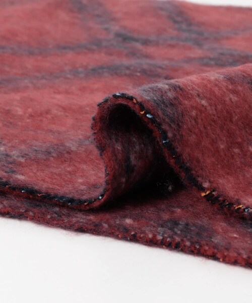 SENSE OF PLACE by URBAN RESEARCH（センスオブプレイスバイアーバンリサーチ）の「ラインチェックボリュームマフラー（マフラー・メンズ・RED/ORANGE・One）」の6枚目の写真