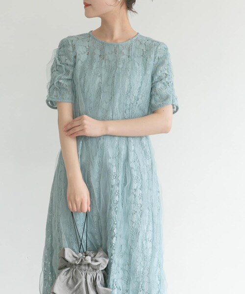 URBAN RESEARCH ROSSO（アーバンリサーチロッソ）の「kaene　リボンチュールエプロンドレス（ワンピース・レディース・mint/black・38）」の12枚目の写真