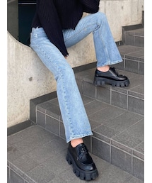 EMODA | ヴィンテージライクハイウエストフレアジーンズ(デニムパンツ)