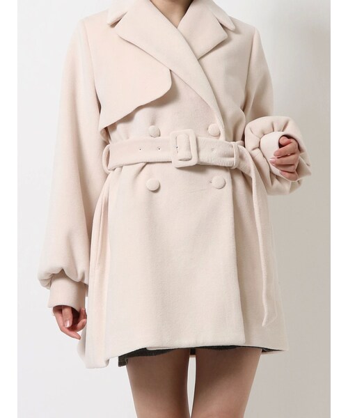 EATME（イートミー）の「ベルト付きボリュームスリーブコート（チェスターコート・レディース・アイボリー/ブラック/ブラウン・S/M/F）」の2枚目の写真
