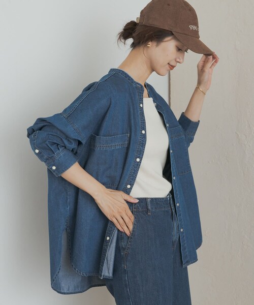 URBAN RESEARCH DOORS（アーバンリサーチドアーズ）の「デニムバンドカラーシャツ（シャツ/ブラウス・レディース・INDIGO/ONE WASH・M）」の7枚目の写真