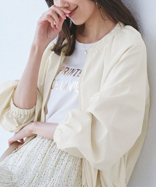 ROPE' PICNIC（ロペピクニック）の「【撥水加工・花粉ガード】リサイクルナイロンブルゾン（ブルゾン・レディース・チャコール/ホワイト系/ベージュ・38）」の15枚目の写真