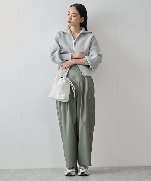 VIS（ビス）の「Wジップハイネックニットカーディガン（カーディガン/ボレロ・レディース・ライトグレー/ネイビー/レッド系・F）」の13枚目の写真