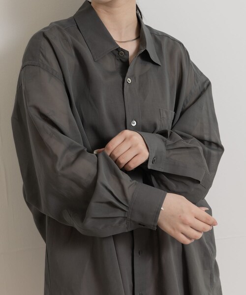 THE GOODLAND MARKET（ザグッドランドマーケット）の「『別注』MIDIUMISOLID×TGM　sheer voile shirts（シャツ/ブラウス・レディース・SAX/GRAY/OFF・one）」の7枚目の写真