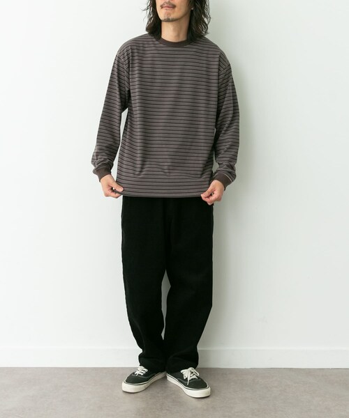 URBAN RESEARCH Sonny Label（アーバンリサーチサニーレーベル）の「ふわもちストレッチロングスリーブTEE（Tシャツ/カットソー・メンズ・オフ/チャコール/ボーダー・M/L/XL）」の18枚目の写真