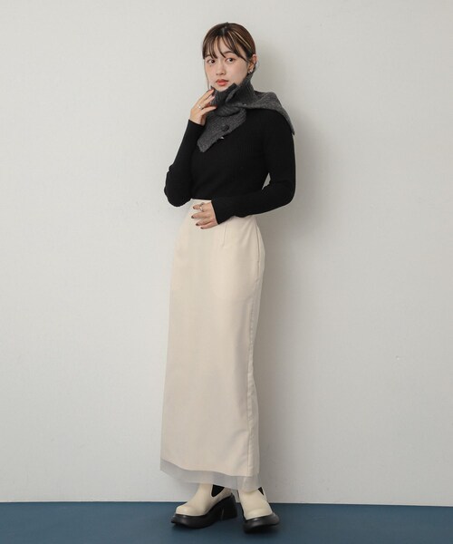 SENSE OF PLACE by URBAN RESEARCH（センスオブプレイスバイアーバンリサーチ）の「サイドスリットウォーマー（ネックウォーマー/スヌード・レディース・CHARCOAL/IVORY・one）」の13枚目の写真