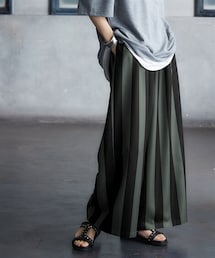 Soiunique | 配色ストライプワイドパンツ ［Soiunique］(その他パンツ)