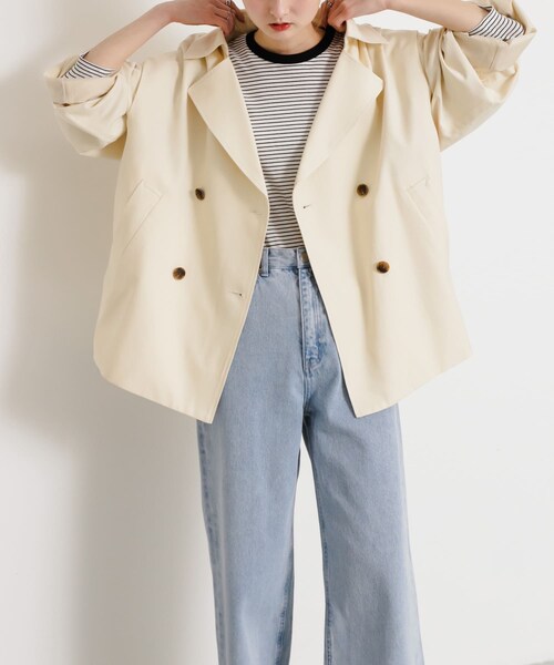 SENSE OF PLACE by URBAN RESEARCH（センスオブプレイスバイアーバンリサーチ）の「2WAYショートトレンチコート（ステンカラーコート・レディース・IVORY/BEIGE・one）」の6枚目の写真