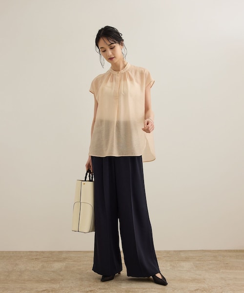 ROPE'（ロペ）の「【洗える】キュプラシルク フレンチスリーブブラウス（シャツ/ブラウス・レディース・ホワイト/ベージュ/ネイビー/ピンク系・F）」の14枚目の写真