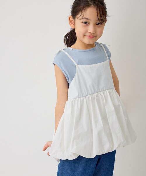 ROPE' PICNIC（ロペピクニック）の「【KIDS/キッズ】バルーンビスチェドッキングトップス（Tシャツ/カットソー・キッズ・ブラック/ホワイト・120/130/140/150）」の7枚目の写真