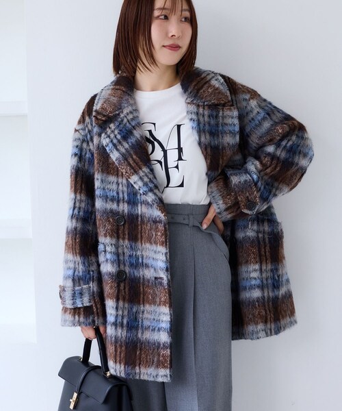 VIS(ビス)の「【WEB限定】シャギーミディ丈Pコート(ピーコート・レディース・ブラウン系/ネイビー・M/S)」の22枚目の写真