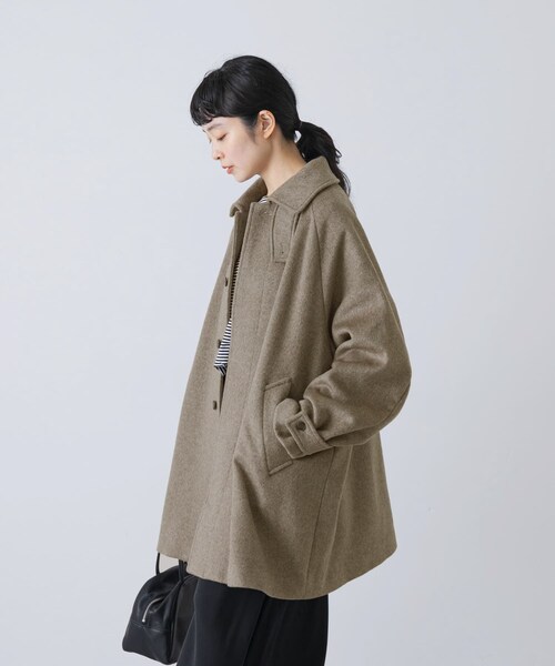 かぐれ（カグレ）の「ウールバックタックショートコート（ステンカラーコート・レディース・GRAY/CHARCOAL・Free）」の7枚目の写真