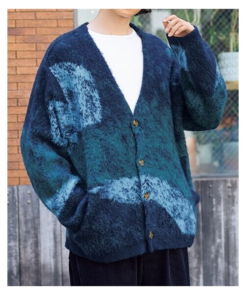 nissen（ニッセン）の「グラデーションシャギーニットカーディガン【大きいサイズ有】（カーディガン/ボレロ・メンズ・ブルー系/グレー系・M/L/LL/3L/4L/5L/6L/8L/10L）」の2枚目の写真