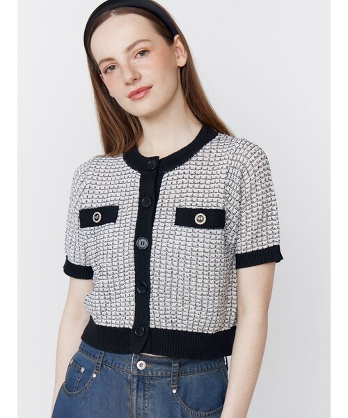 CALNAMUR（カルナムール）の「SUMMER TWEED KNIT CD/サマーツィードニットカーディガン（カーディガン/ボレロ・レディース・ブラック/レッド/ブルー・F）」の3枚目の写真