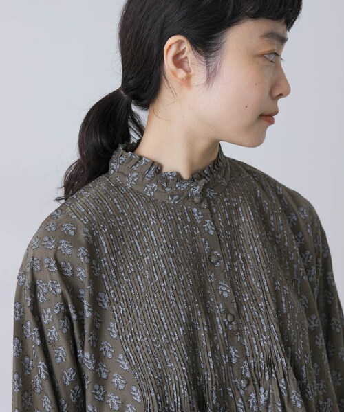 maison de soil FLOWER BLOCK PRINT SHIRT 【公式通販】