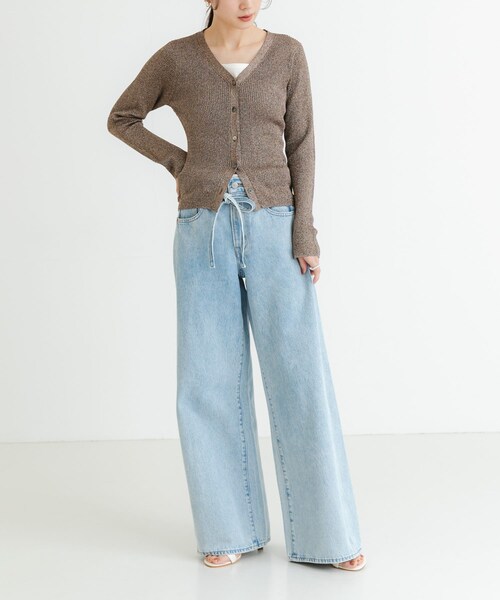 URBAN RESEARCH（アーバンリサーチ）の「ラメリブニットカーディガン（カーディガン/ボレロ・レディース・BRONZE/SILVER/BLACK/PINK・FREE）」の22枚目の写真