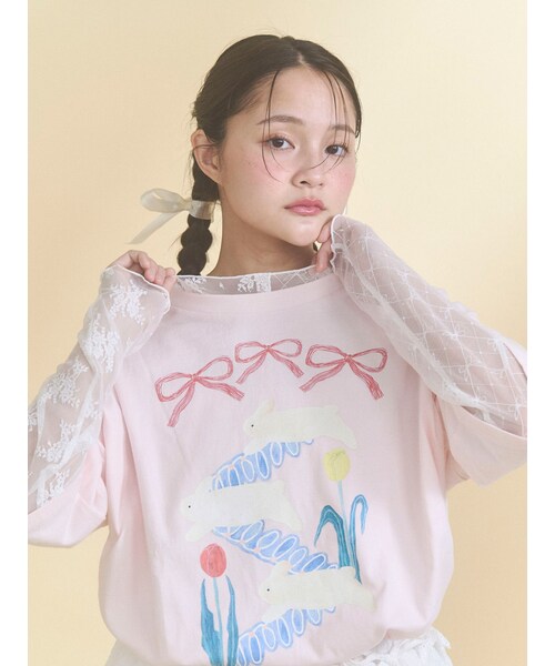 merry jenny（メリージェニー）の「シアーレースコンビTOPS（Tシャツ/カットソー・レディース・オフホワイト/アイボリー/ブラック・F）」の11枚目の写真