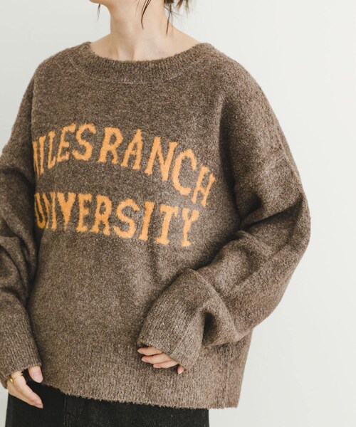 ITEMS URBANRESEARCH（アイテムズ アーバンリサーチ）の「ブークレビッグロゴニット（ニット/セーター・レディース・BRN/L.GRAY/MNT・FREE）」の14枚目の写真