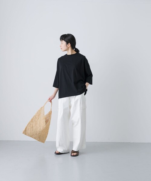かぐれ（カグレ）の「ワイド6分袖プルオーバー（Tシャツ/カットソー・レディース・OFF/BROWN/BLACK・FREE）」の17枚目の写真