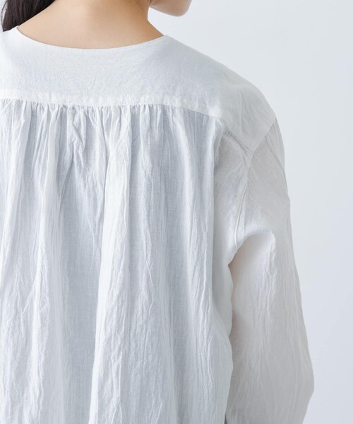 かぐれ（カグレ）の「コットンリネンフリルブラウス（シャツ/ブラウス・レディース・CHECK/NAVY/OFF・Free）」の16枚目の写真