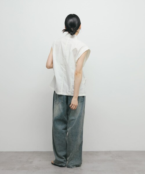 KBF（ケイビーエフ）の「スタンドカラーベスト（テーラードジャケット・レディース・OFF/STRAW・one）」の9枚目の写真
