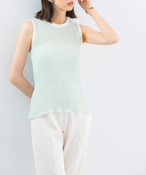 URBAN RESEARCH ROSSO（アーバンリサーチロッソ）の「CaRouseLamBRa　NO-SLEEVE PACK WHITE BORDER（タンクトップ・レディース・WHITEGREEN/WHITELATTE/WHITEGRAPE・OS）」の5枚目の写真