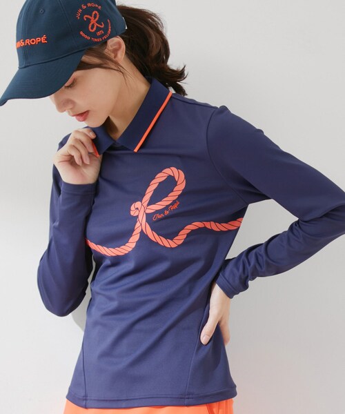 ROPE'（ロペ）の「【ECO】【UV】【防透】Rロープ柄衿付長袖プルオーバー　（Tシャツ/カットソー・レディース・ブラック/ホワイト/ネイビー・L/M/S）」の9枚目の写真