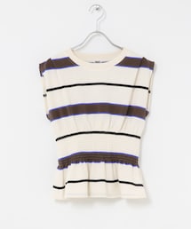 TanC TOKYO PIQUE BORDER SHIRRING