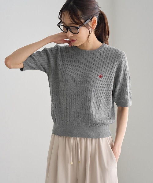 ROPE' PICNIC(ロペピクニック)の「【BEVERLY HILLS POLO CLUB別注】ケーブルニットプルオーバー(ニット/セーター・レディース・ライトグレー/キナリ/ネイビー/レッド・F)」の9枚目の写真
