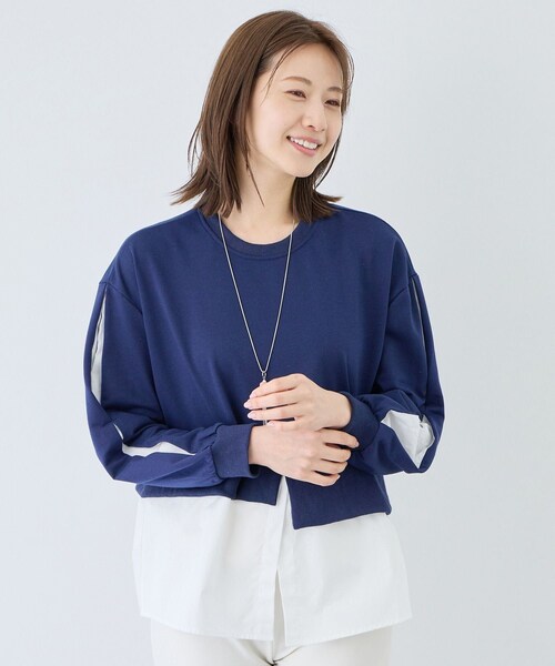 Jayro(ジャイロ)の「ブラウスレイヤード風プルオーバー(Tシャツ/カットソー・レディース・ブラック系/グレー/ホワイト系/ベージュ/ネイビー・M)」の5枚目の写真