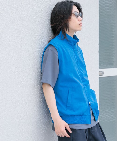 SENSE OF PLACE by URBAN RESEARCH（センスオブプレイスバイアーバンリサーチ）の「『イージーケア/セットアップ対応』リネンライクスタンドカラーWジップベスト（ベスト・メンズ・L.BLUE/CHARCOAL/NAVY・M/L）」の18枚目の写真