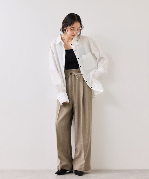 VIS（ビス）の「サマーツイードリボンベルトパンツ/UVケア・イージーケア（その他パンツ・レディース・チャコール/グレー/ベージュ系・M/S/SS）」の12枚目の写真