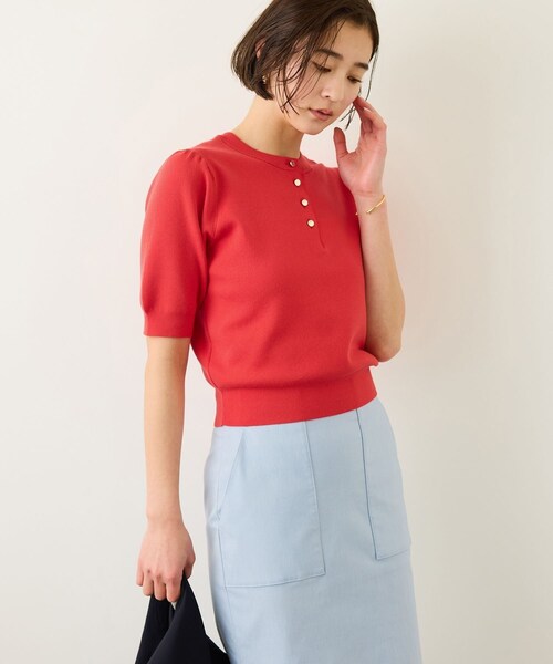 ROPE'（ロペ）の「前後2WAY 5分袖ニットプルオーバー/イージーケア（ニット/セーター・レディース・ブラック/ネイビー/ラベンダー/レッド・F）」の16枚目の写真