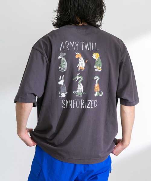 URBAN RESEARCH Sonny Label（アーバンリサーチサニーレーベル）の「『別注』ARMY TWILL×Sonny Label　Print T-shirts（Tシャツ/カットソー・メンズ・B.CHARCOAL/A.WHITE/A.CHARCOAL/B.WHITE・M/L）」の4枚目の写真