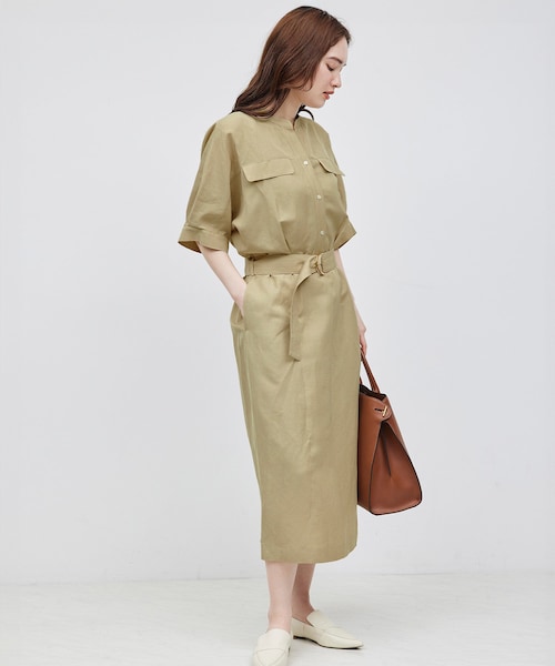 ROPE'（ロペ）の「スキッパーIラインワンピース（ワンピース・レディース・ブラック/ベージュ・36/38）」の3枚目の写真