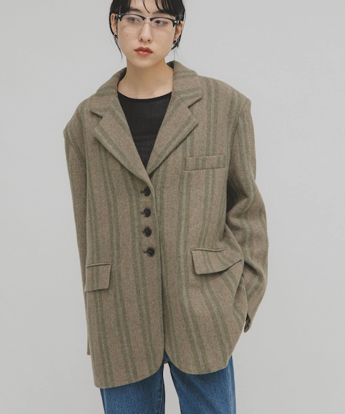 KBF（ケイビーエフ）の「ウールMIXテーラードジャケット（テーラードジャケット・レディース・ORANGE/GREEN・One）」の6枚目の写真